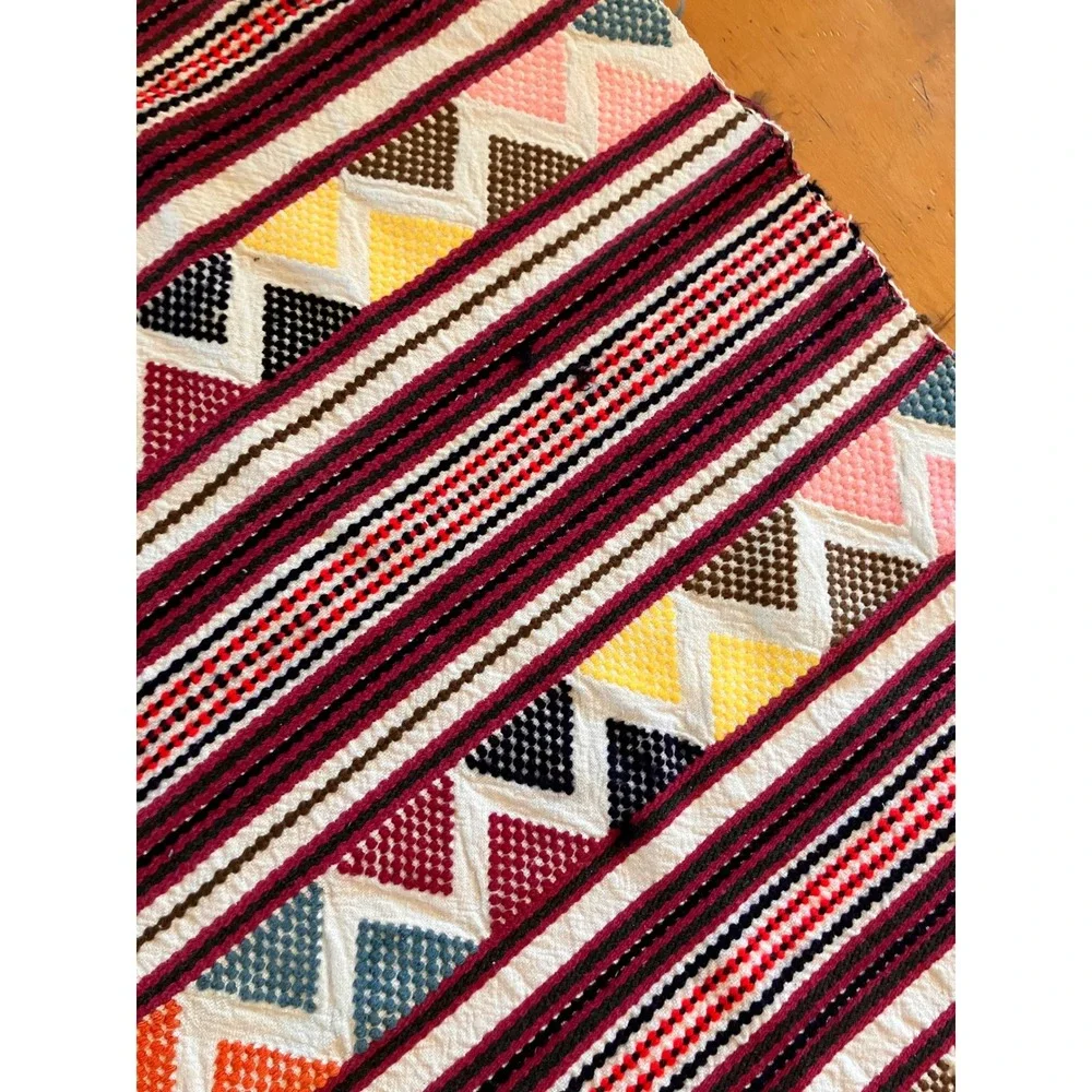 Woven Table Runner With 2 Placemats Set Aztec Tribal Geometric Boho Fringe